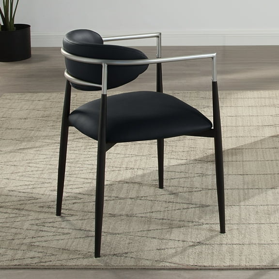 ACME Jaramillo Arm Chair (Set-2) in Black Synthetic Leather