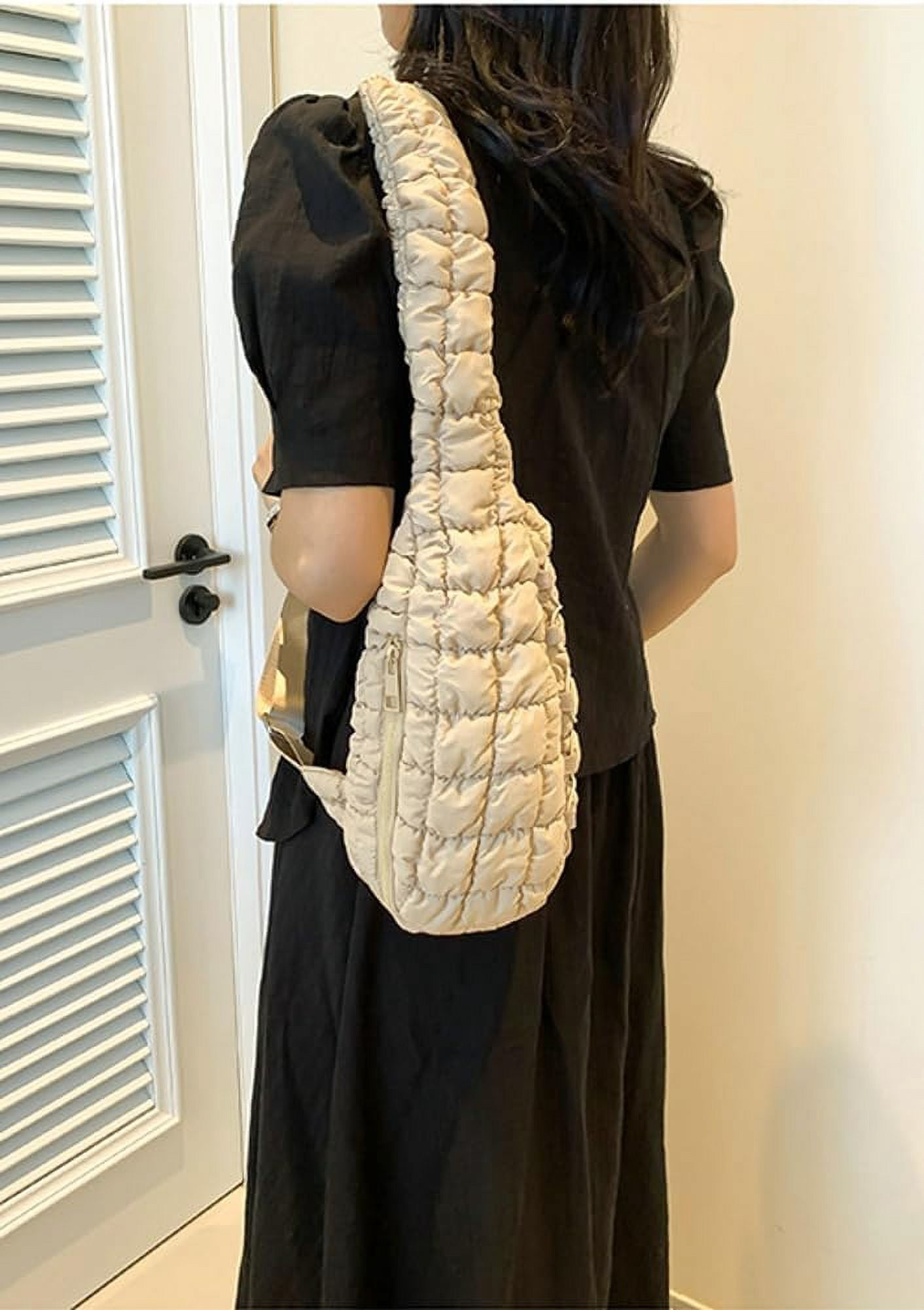Puffer Belt Bag for Women Cute Waist Packs Crossbody Purse Padded Cross Body Hobo Shoulder Travel Purse Quilted Fanny Pack