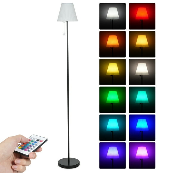 RGBW LED Floor Lamp Outdoor Solar Lamp Colorful Desk Light with Remote Controller Pull Chain Switch Bedside Lamp Reading Lamp USB Rechargeable for Living Room Bedroom