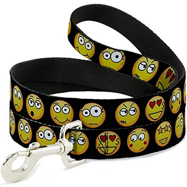 BuckleDown DLW30538 Emoji's 9Expressions Black Dog Leash