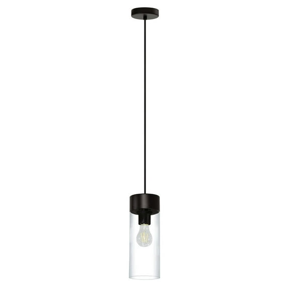 EGLO 202127A MONTEY 1-Light Pendant Hanging Lighting Fixture with Steel Shade for Kitchen Island, Hallway, and Dining Room, 4.5-Inch, Matte Black