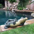 thumbnail image 2 of Homestyles Toad Hollow Lying Gator Home & Garden Alligator Beach Statue, 2 of 6