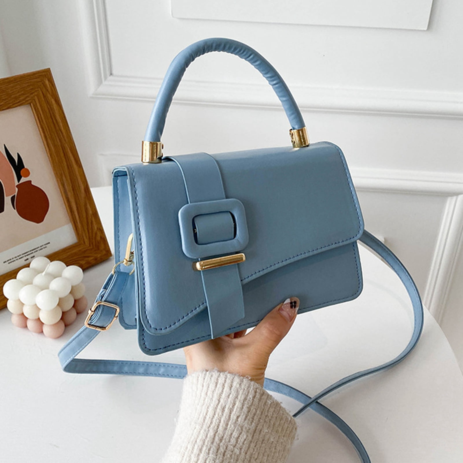 FeiraDeVaidade Simple Bag Women'S Korean Version Of The High-End Candy Color Portable Cambridge Bag Messenger Small Square Bag