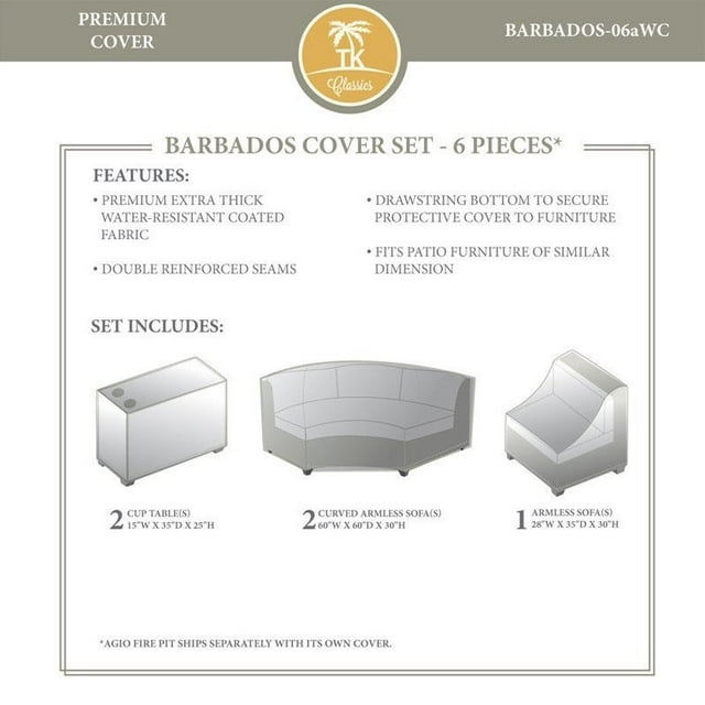 TKC Barbados 6 Pièce Tous les Temps Ensemble de Couverture en Beige