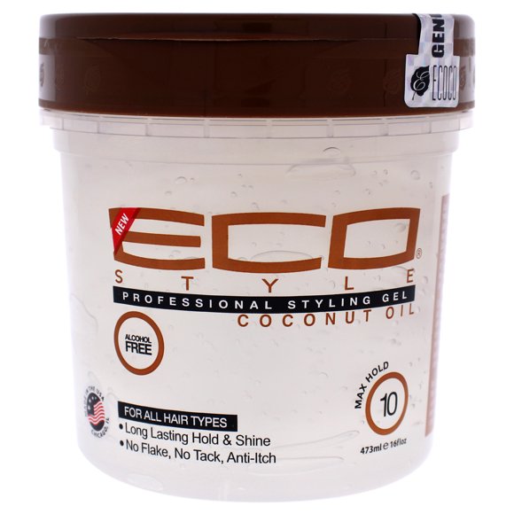 Ecoco Eco Style Gel - Coconut Oil - Adds Luster And Moisturizes Hair - Weightless Styling And Superior Hold - Prevents Breakage And Split Ends - Promotes Scalp Health - For All Hair Types - 16 Oz