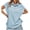 Sky blue, variant on Short Sleeved Summer Women Solid Color Polo Shirt Tops