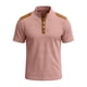 thumbnail image 4 of Ceisia Men's Loose Fit Ribbed Polo Shirt Short Sleeve Stand Collar Color Block Casual Daily Summer Tops Pink M Gifts, 4 of 4
