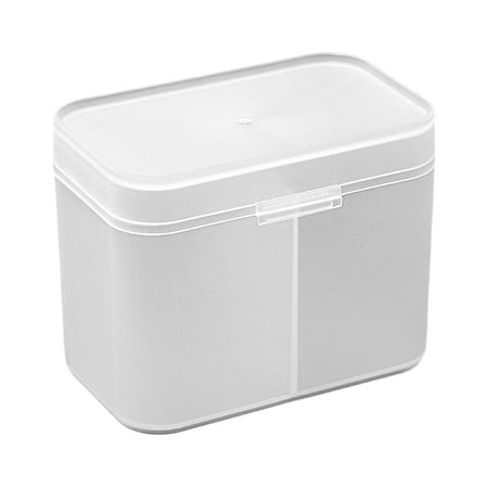 

VEAREAR Cotton Pads Organizer Multi-purpose Dust-proof Transparent Visible Desk Independent Double-Compartment Storage Box for Bathroom