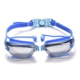 thumbnail image 1 of Gafas de natación de silicona impermeables para adultos, tapones para los oídos de una pieza, color azul, 1 of 3