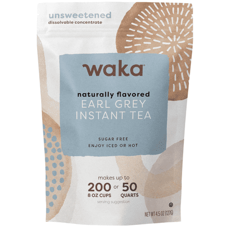 Waka Instant Black Tea Mix Earl Grey - Black Tea and Pleasant Bergamont Flavor Unsweetened Powder for 50 Quarts or 200 Cups – Easy and Quick Hot or Iced Teas