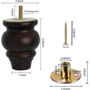Sofa Legs-Furniture Legs 3.5 inch,Round Couch Legs- Wood Furniture feet,Sofa Replacement Parts,Wooden Chair Legs,for Furniture or DIY Projects