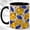 Black, variant on Jeweled Lemon Coffee Mug, Blue Leaf Mug, Ceramic 11 oz