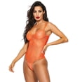 thumbnail image 4 of Women Floral Embroidery See Through Comfortable Bodysuit Plus Size, 4 of 5