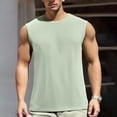 thumbnail image 2 of Tank Tops Men Summer Solid Color Ice Silk Mesh Round Neck Sleeveless Breathable Sports Muscle Breathable Vest Tee Shirts Outwear,Green,XXXXL, 2 of 4