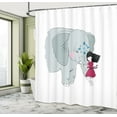thumbnail image 5 of Ambesonne Cartoon Shower Curtain, Girl on Trunk of, 69"Wx84"L, Multicolor, 5 of 5