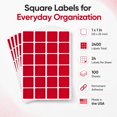 thumbnail image 5 of Royal Green Square Stickers Labels for All Purpose 1" inch - Self Adhesive Label 1x1, Red 25mm - 2400 Pack, 5 of 6
