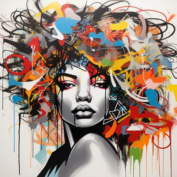 Graffiti Abstract African Woman 5D Diamond Art Painting by Number Kits for Adults DIY Paint with Full Drill Round Diamond Gems Painting Art Craft for Home Wall Decor 13.8x13.8inch(1)