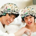 thumbnail image 6 of Shower Caps,Colorful Realistic Dinosaurs Plants Pattern Waterproof Shower Cap for Women 4 Pieces,Double Reusable Hair Cover for Shower PEVA Elastic Stretch Hem, 6 of 7