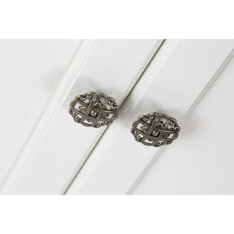 1-1/2 in. (38 mm) Antique Brass Weave Pattern Round Cabinet Knob 1-1/2 in. (38 mm) Antique Brass Weave Pattern Round Cabinet Knob