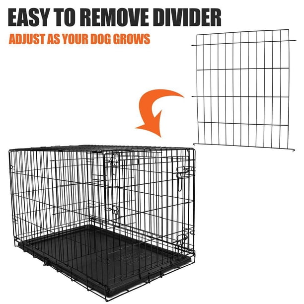 doggy② Vibrant Life Double-Door Metal Wire Dog Crate with Divider,30in