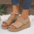 thumbnail image 5 of EliteGoogv Womens Wedge Sandals Platform Sandals Summer Beach Shoes For Women Slip On Espadrille Sandals Comfortable Casual Walking Shoes Womens Sandals Khaki US :6.5, 5 of 9