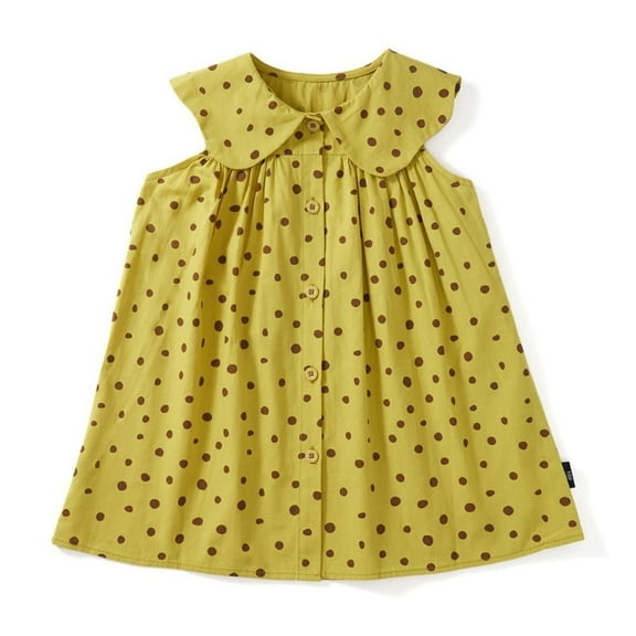 Little Cute Dresses For Girls Casual Dot Sleeveless Kids Comfortable Play Easy Wash Lightweight Breathable Graduation Dress For Girls Size 6-7T