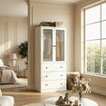 thumbnail image 6 of RichYa Armoire Wardrobe Closet with 3 Drawers,Clothes Storage Cabinet with Hanging Rod,Closet Organizer for Bedroom,White(B), 6 of 11