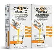 LypoSpheric Vitamin C  2 Cartons (60 Packets)  1,000 mg Vitamin C & 1,000 mg Essential Phospholipids Per Packet  Liposome Encapsulated for Improved Absorption  100% NonGMO