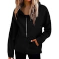 thumbnail image 5 of TRUBKH Full Zip Up Hoodie athletic jacket women kimono cardigan zip up hoodie women hoodies for women And Winter Casual Sports Semi Zipper Hooded Short Plush Sweater Hooded Sweater Black M, 5 of 9