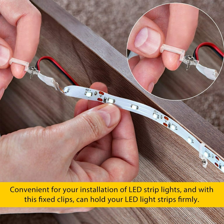 100 Pcs LED Strip Lights Clips Plastic LED Strips Fixed Clips Light