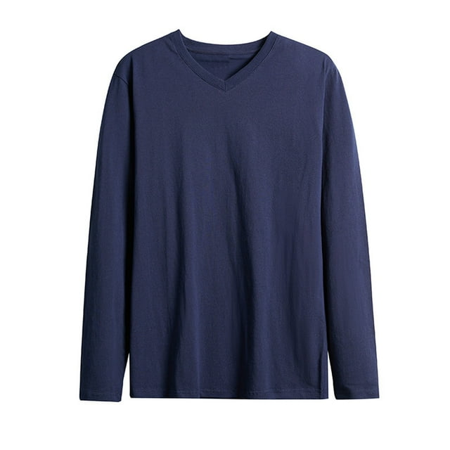 pstuiky camisetas de manga larga para hombre, Blusas de cuello en V de manga larga holgadas, informales, cómodas y lisas para hombre camisetas de hombre s