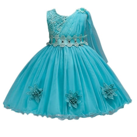 

Summer Savings Clearance! Edvintorg Lovely Little Girls Dress Summer Fashion Net Yarn Embroidery Flowers Mesh Birthday Party Gown Long Dress Elegant 2-9Years Kids Dresses For Girls