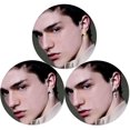 thumbnail image 5 of pares de pendientes con bisagras cruzadas para hombre, pendientes de aro con cruz de arce inoxidable para hombres y mujeres, plata, oro, negro, 5 of 5