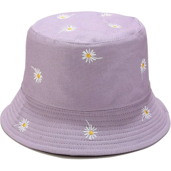 YooGuoGuo Reversible Embroidered Daisy Bucket Hat Packable Beach Sun Hat for Women Men
