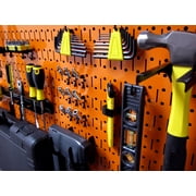 Wall Control Modular Pegboard Tool Organizer System - Wall-Mounted Metal Peg Board Tool Storage Unit for Pegboard Tiling (Orange Pegboard)