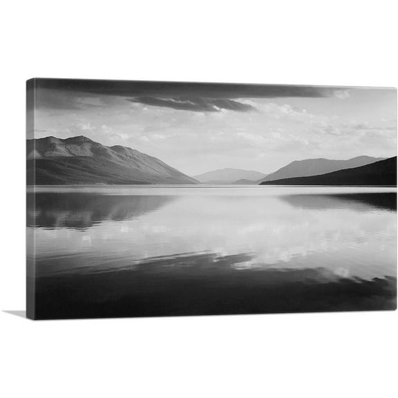 ARTCANVAS Evening - McDonald Lake - Glacier National Park - Montana Canvas Art Print by Ansel Adams - Size: 26" x 18" (0.75" Deep)