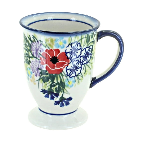 Blue Rose Polish Pottery Summer Garden Pedestal Mug