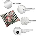 thumbnail image 4 of JRXY Throw Pillow Covers Colorful Floral Peony and Roses Black and White Stripes Flowered Pink Abstract Decorative Pillow Case Home Decor Square Pillowcase,2 pcs White, 4 of 6