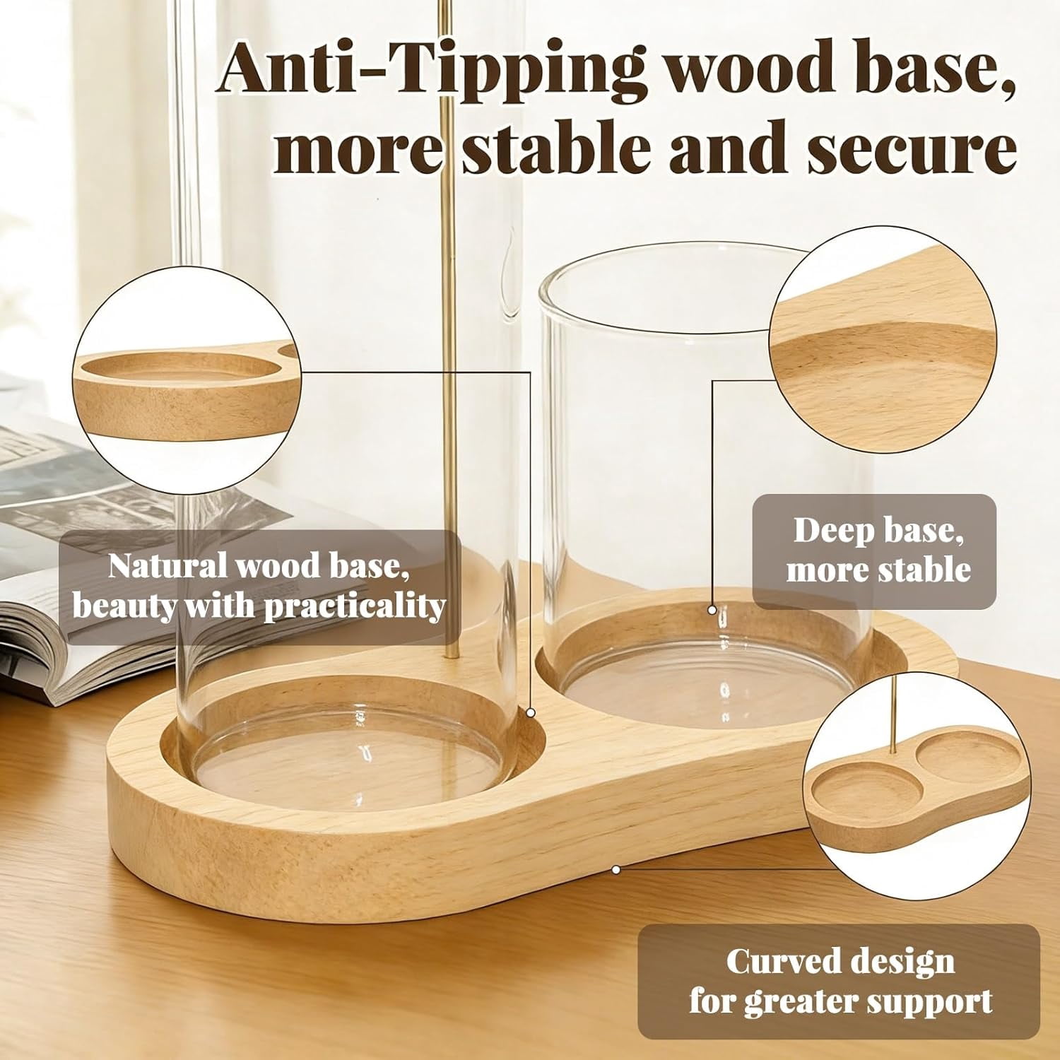 ABCISI 2-in-1 Glass Incense Holder with Ash Collector and Incense Stick Storage Upside Down Hanging Incense Holder,Anti-Splashing Design,Perfect for Meditation, Yoga, Spa, and Home Decoration,Natural