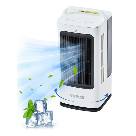 VEVOR Portable Air Conditioner, 4-in-1 Evaporative Air Cooler, 3-Speed Mini Air Conditioner with 0-7H Smart Timer, 1700ml Water Tank, 7-Color Light, Personal Mini Desk AC Fan for Bedroom Office Room