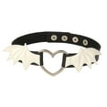 thumbnail image 2 of Gargantilla Collar Punk Cadena Joyería Cadena de Clavícula Amor Corazón Gargantilla Gótica Punk Steampunk Cuero PU para Halloween Cosplay Niña Fiesta blanco negro Yinane Collar Gargantilla, 2 of 8