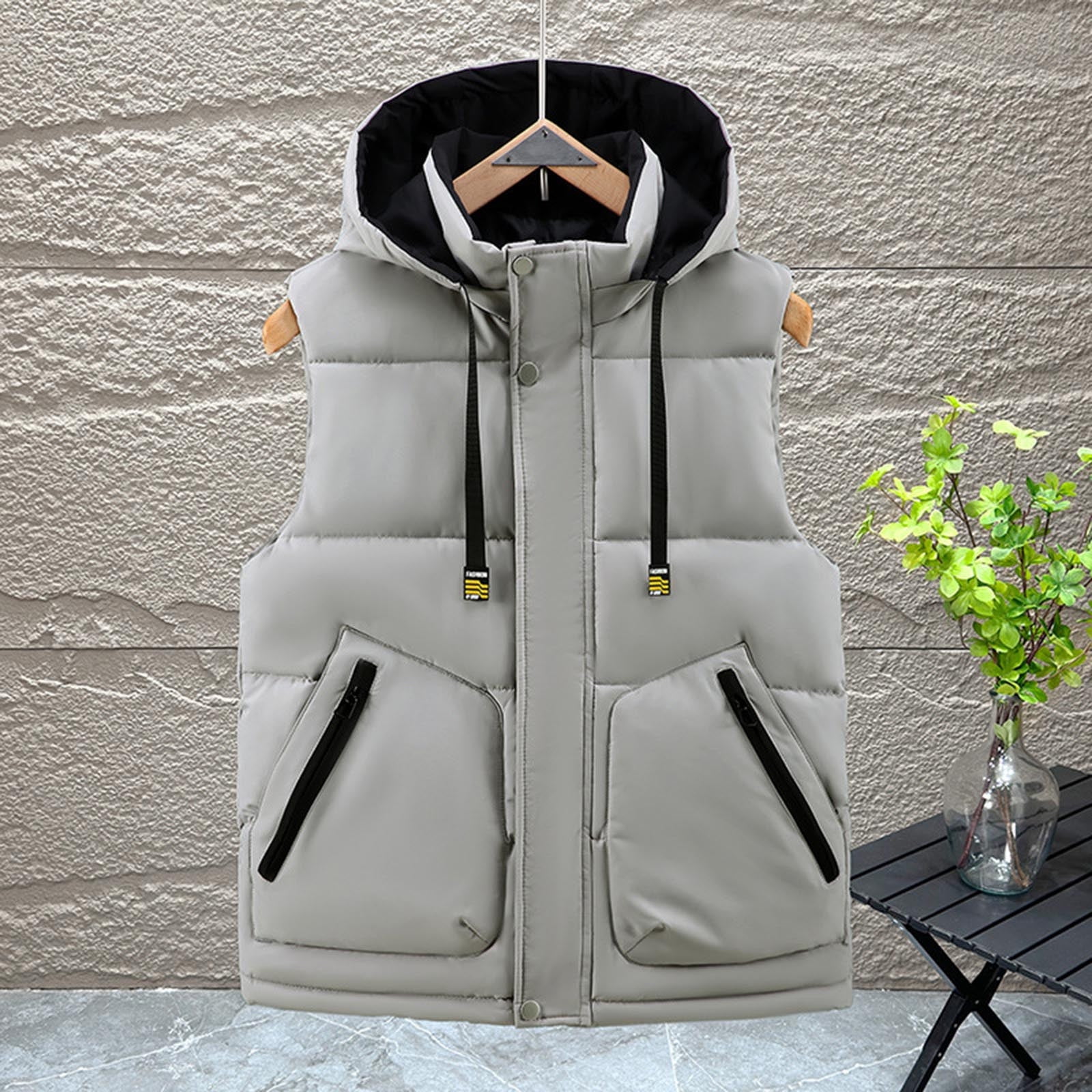 ZACPNCV Mens Lightweight Softshell Vest Windproof Sleeveless Jacket Zip Up Fleece Lined Vest Outerwear for Golf Running