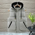 thumbnail image 2 of Zedker Winter Puffer Vest for Men with Hooded Lightweight Winter Coat for Men Padded Vest Warm Hooded Thick Vest Tops Jacket Gray XXXXL, 2 of 6