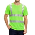 thumbnail image 2 of Mens high vis shirts Quick Dry Hi Vis Reflective Safety Short Sleeve T Shirts Construction Work Shirts with Reflective Strips Green L, 2 of 6