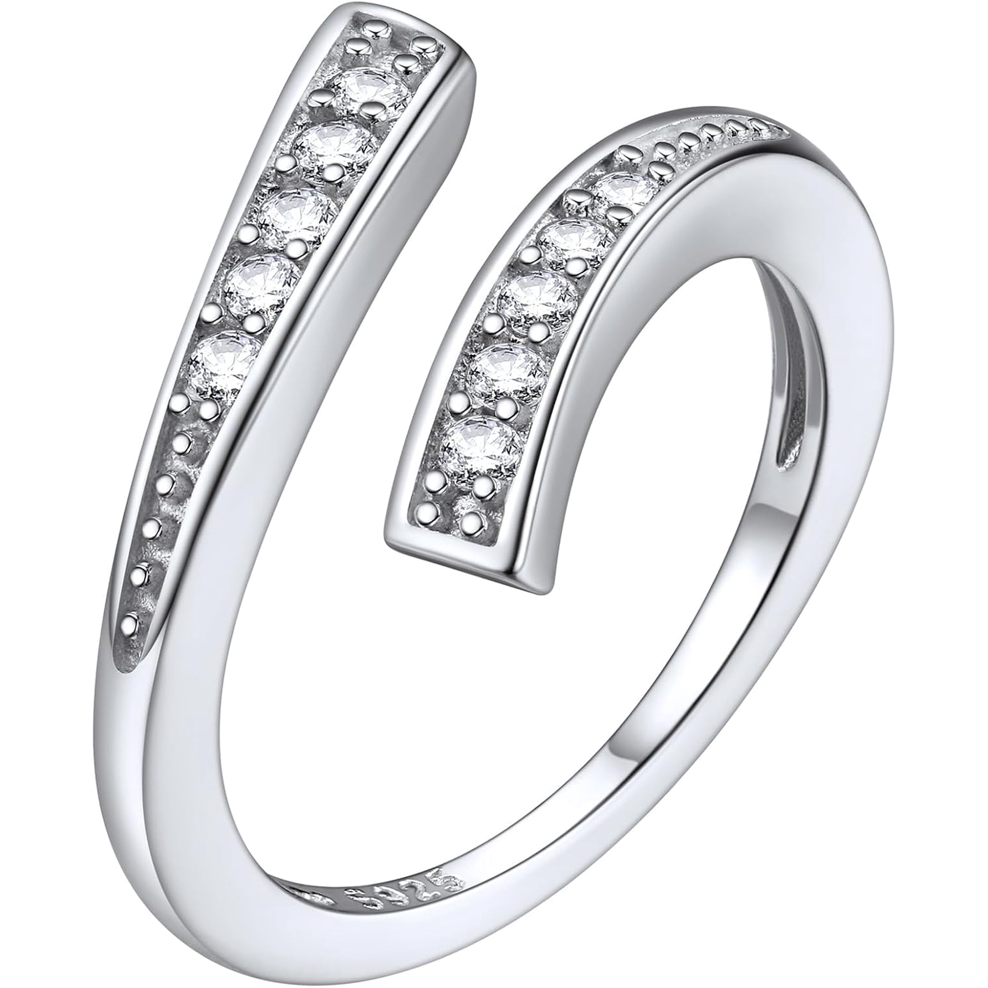 Homlyo Adjustable CZ Toe Ring, Silver-Tone Cubic Zirconia Open Toe Ring for Women, Beach Foot Jewelry