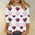 thumbnail image 4 of Dasayo Graphic Women's Tops 3/4 Sleeve Valentines Day Summer White Blouses Heart Fashion Funny Outfits Women Shirt L, 4 of 6
