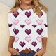 thumbnail image 4 of RKSTN Valentines 3/4 Sleeve Tops for Women Oversized Crewneck Valentine's Day Graphic Printed Short Sleeve T Shirt Womens Casual Round Neck Loose Comfy Loves Heart Print Three Quarter Sleeve Shirts, 4 of 6