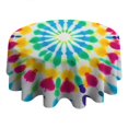thumbnail image 4 of Colorful Rainbow Tie Dye Spiral Pattern Round Tablecloth 60"x60",Wrinkle Wipeable Table Cloth for Kitchen Dining Room Picnic Patio Party, 4 of 6