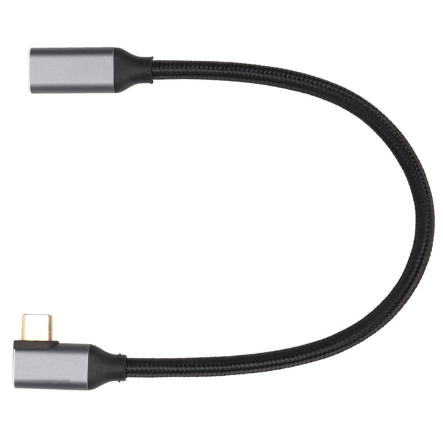 Cable de extensión USB 3.1 tipo C macho a hembra, 4K, 100 W, PD, 5 A, ángulo recto, 90 grados, Gen 2, 25 cm