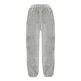 thumbnail image 4 of Lenpel Women's Fuzzy Fleece Joggers Plus Size High Waisted Drawstring Plush Pajama Lounge Pants Cozy Work Pj Bottoms(Silver,5X-Large), 4 of 4